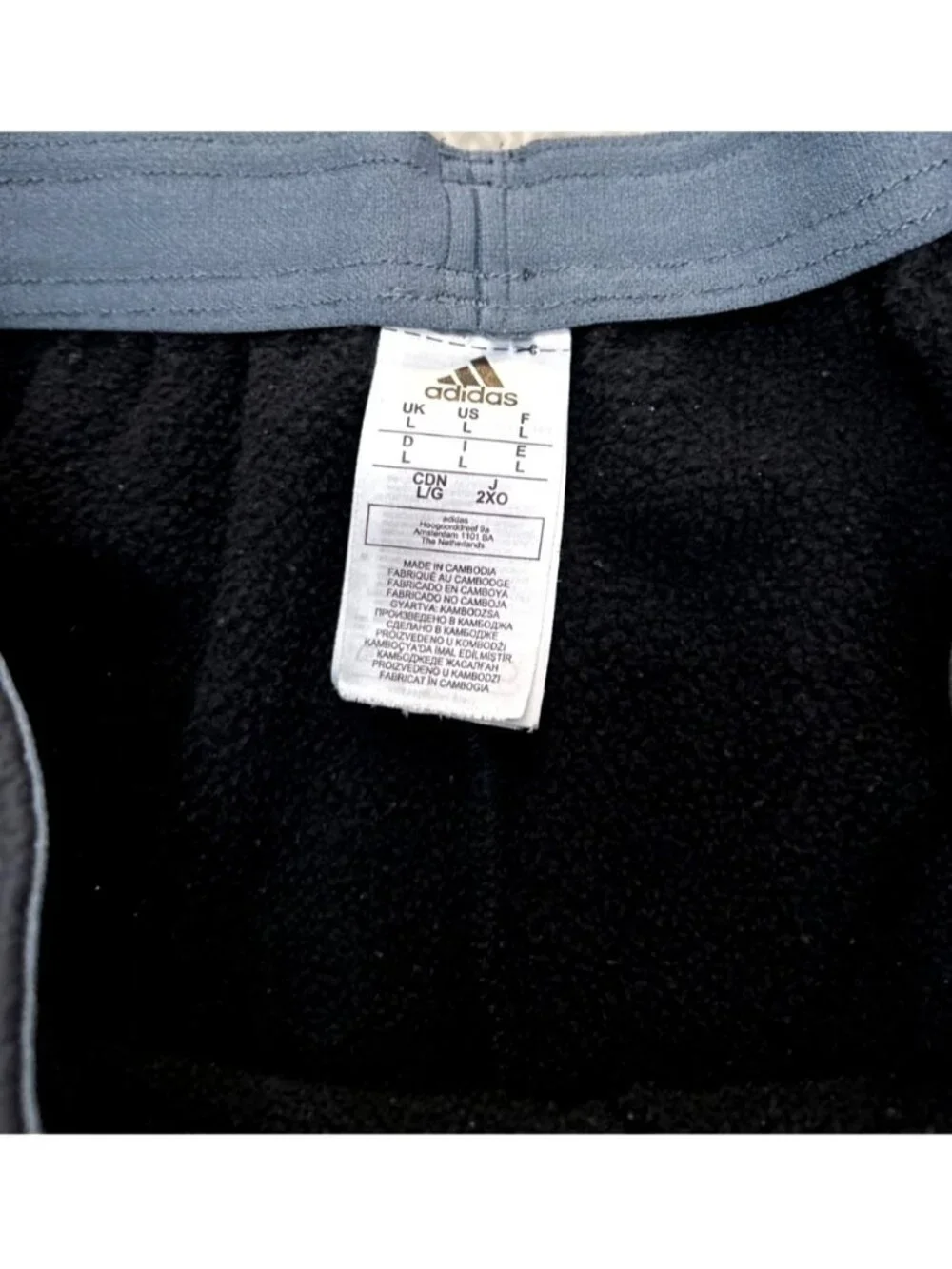 Adidas Mens Black Fleece Sweatpants Size L With Elastic Waistband & Drawstring